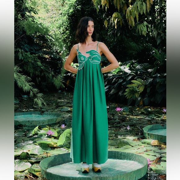 FARM Rio | Dresses | Farm Rio Elegant Green Maxi Dress Green Fish Top Maxi  Dress Nwt Size Xs Rare | Poshmark